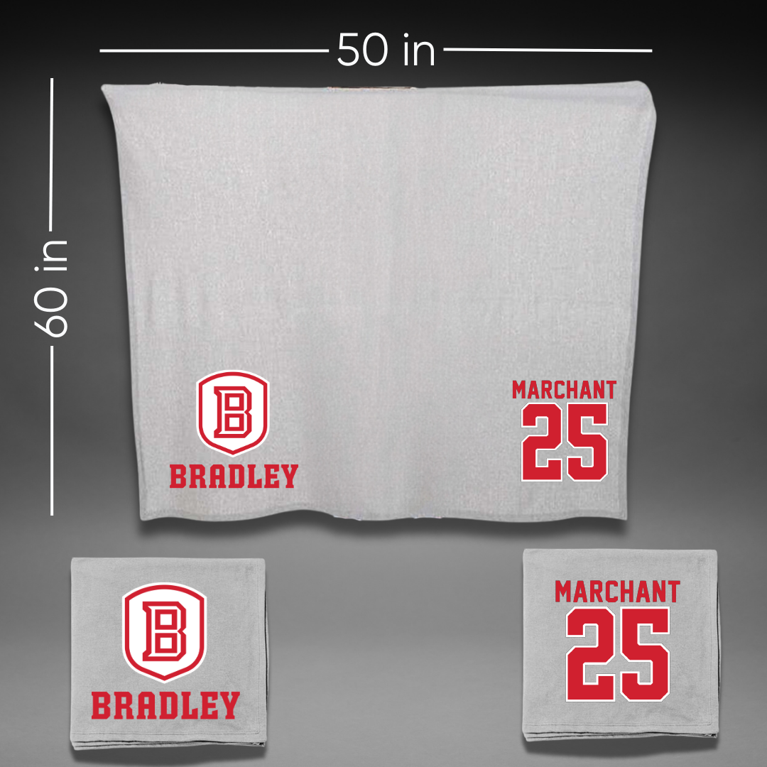 Bradley University Soccer Gray Blanket - #25 Christopher Marchant