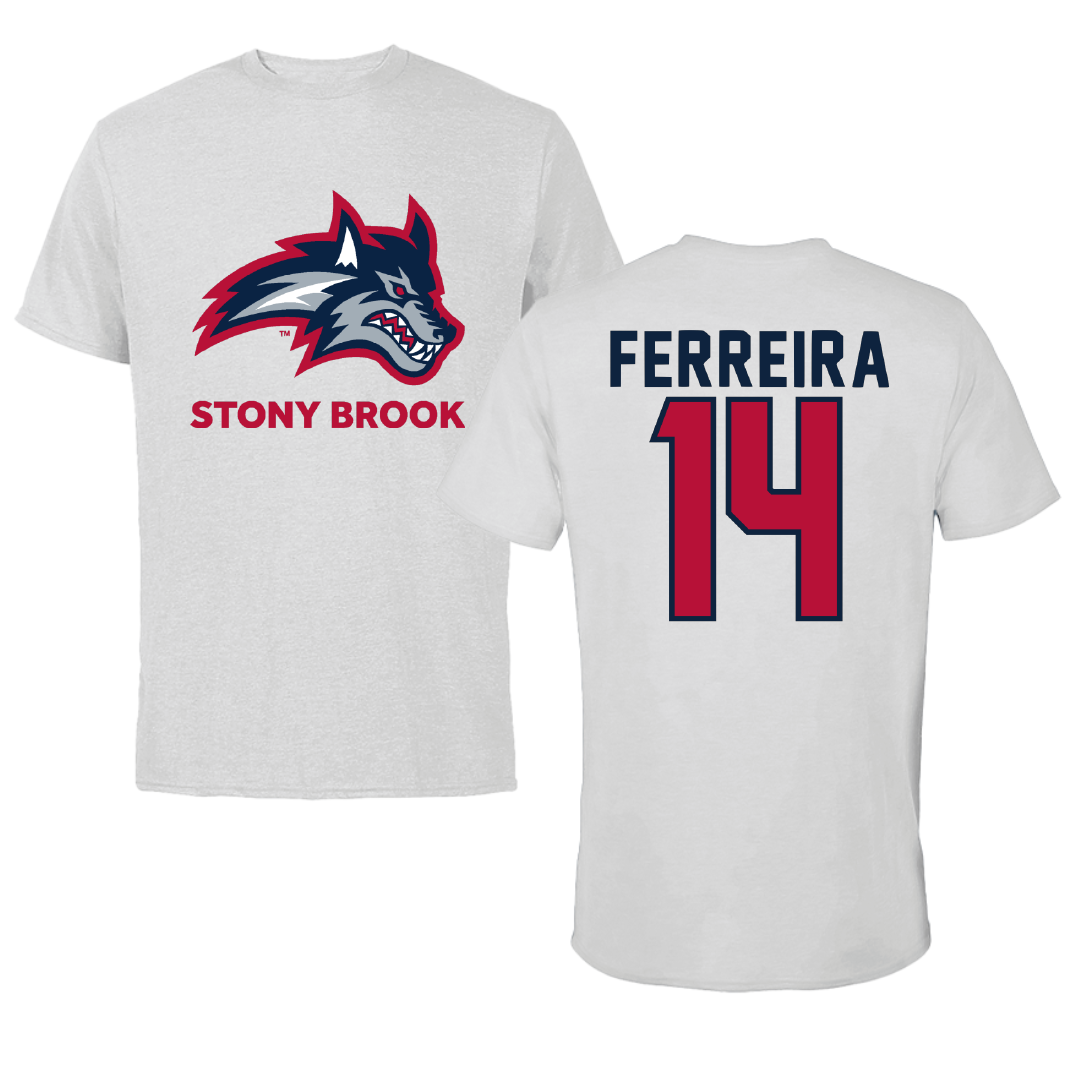 Stony Brook University Soccer Light Gray Performance Tee - #14 Emanuelly Ferreira