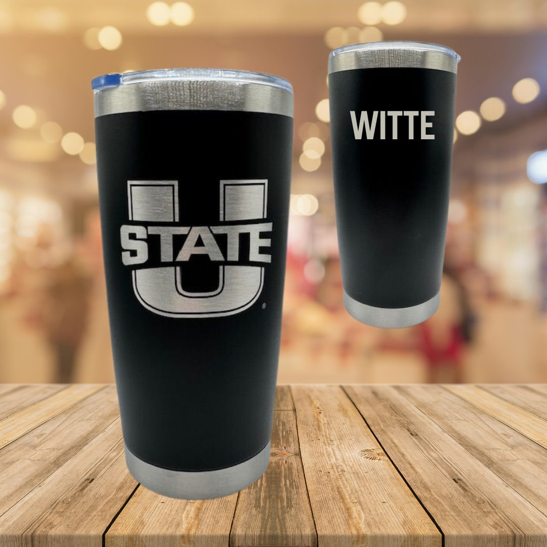 Utah State University Gymnastics Black Stainless Steel Tumbler - Mya Witte