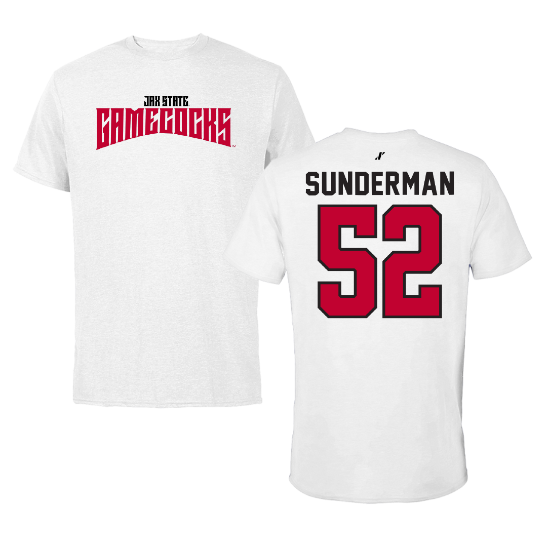 Jacksonville State University Football White Classics Tee - #52 Maddox Sunderman