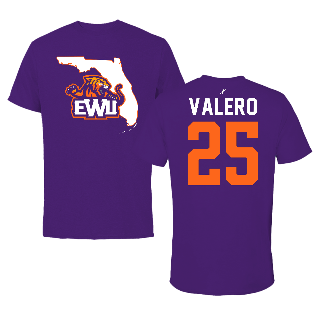 Edward Waters University Baseball Purple State Performance Tee - #25 Luis Valero