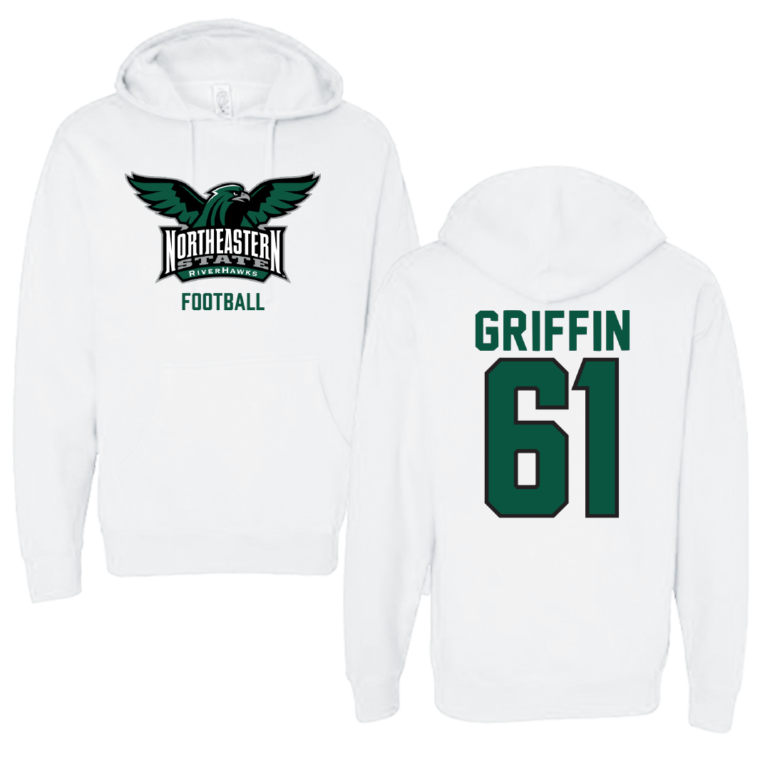 Northeastern State University Football White Hoodie - #61 Caleb Griffin