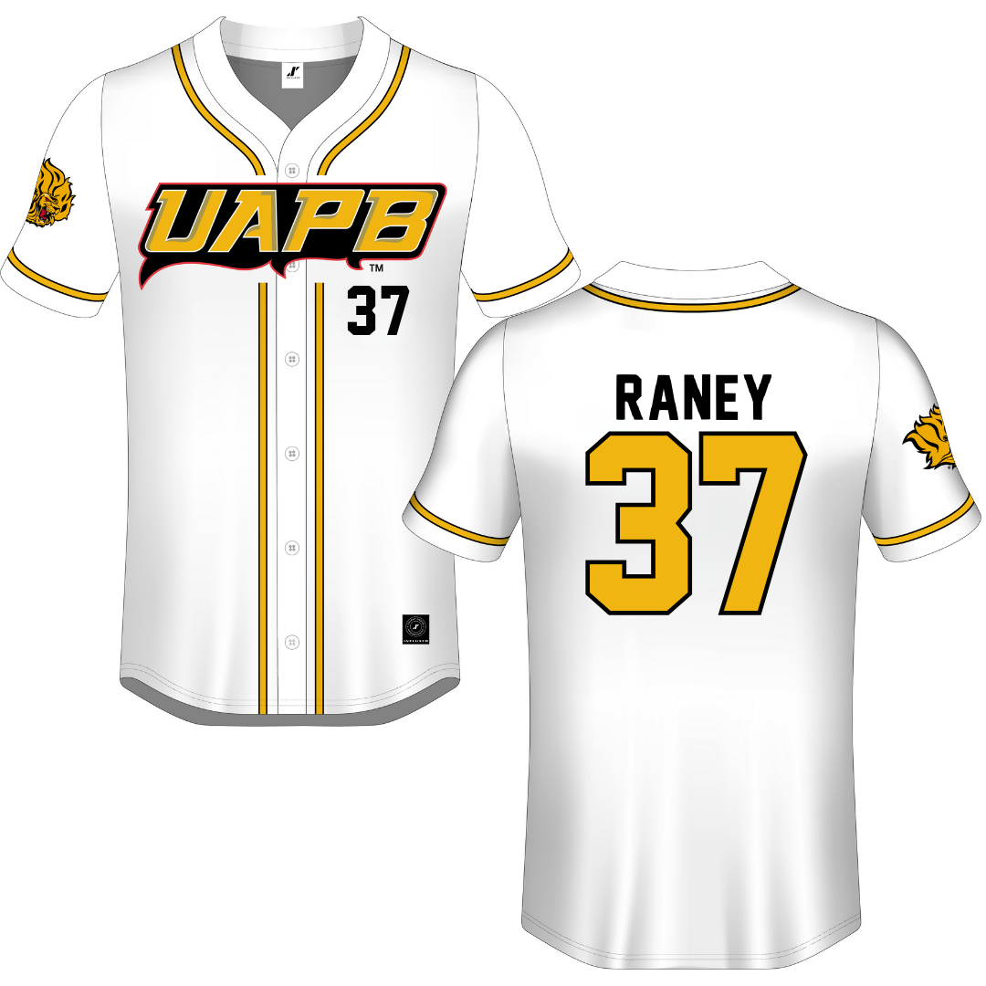 University of Arkansas-Pine Bluff White Button-Down Jersey - #37 LeeAnn Raney
