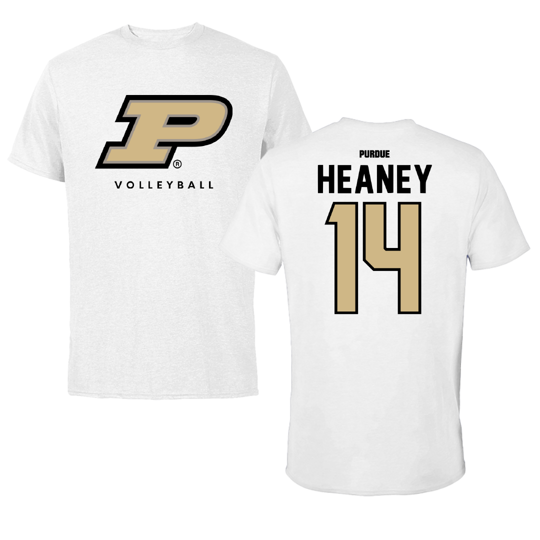 Purdue University Volleyball White Performance Tee - #14 Grace Heaney