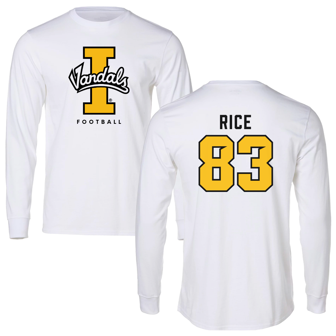University of Idaho Football White Vandals Performance Long Sleeve - #83 Brayden Rice
