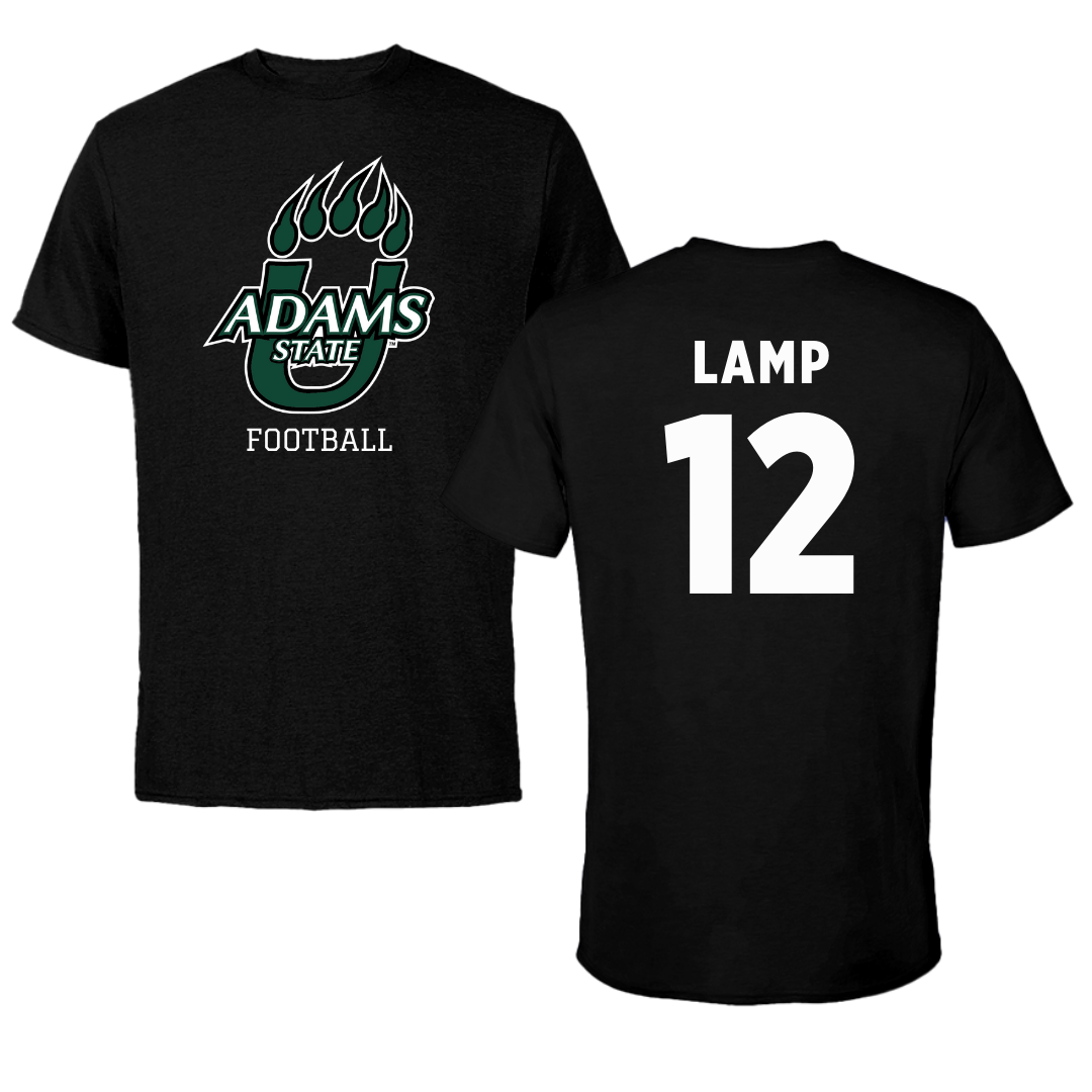 Adams State University Football Black State Tee - #12 Zablon Lamp