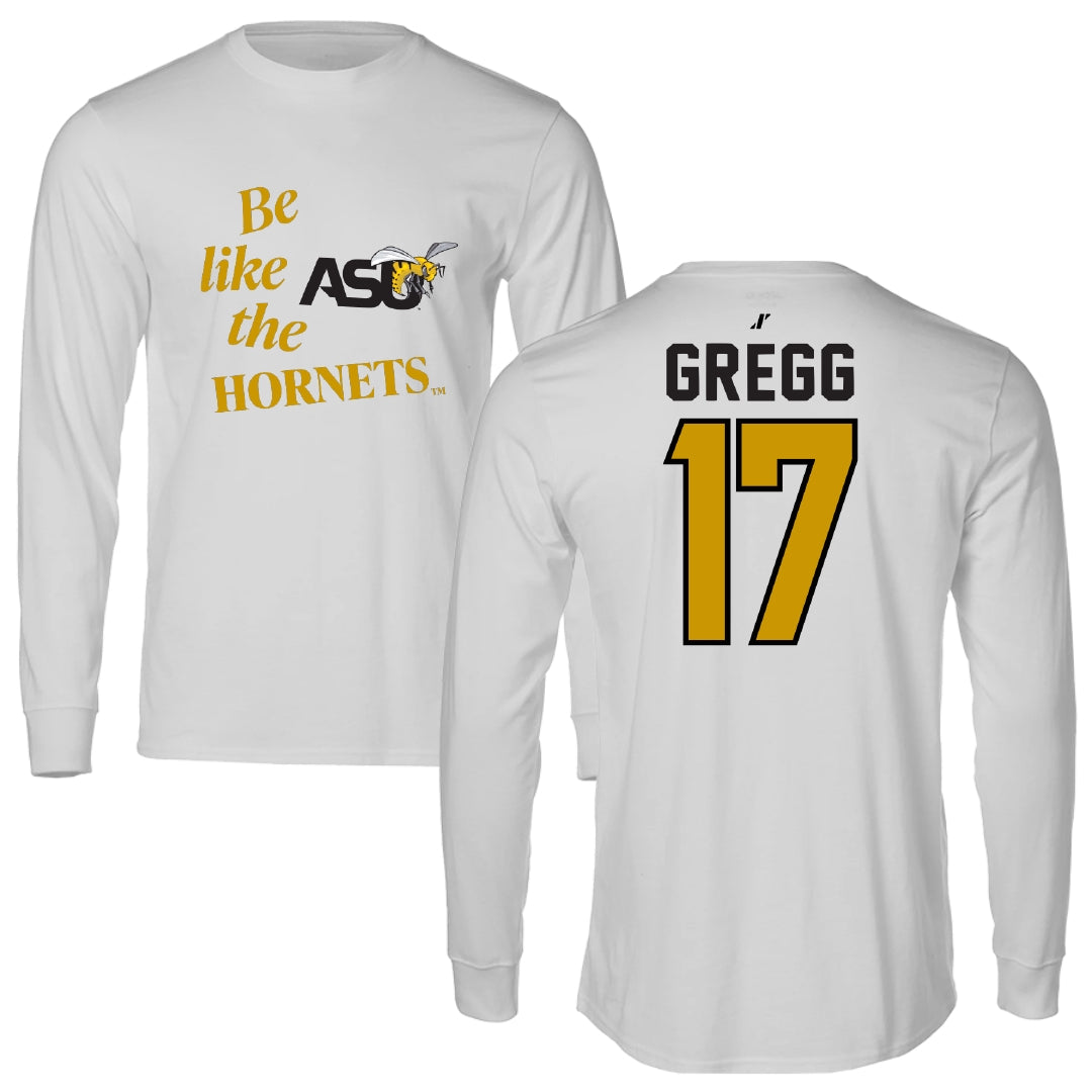 Alabama State University Football Light Gray Be Like Us Performance Long Sleeve - #17 Asa Gregg