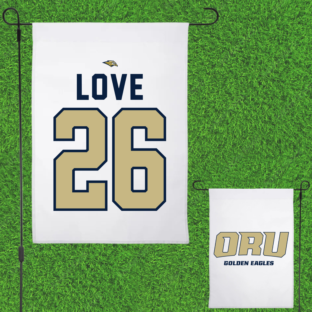 Oral Roberts University Baseball White Garden Flag - #26 Nathan Love
