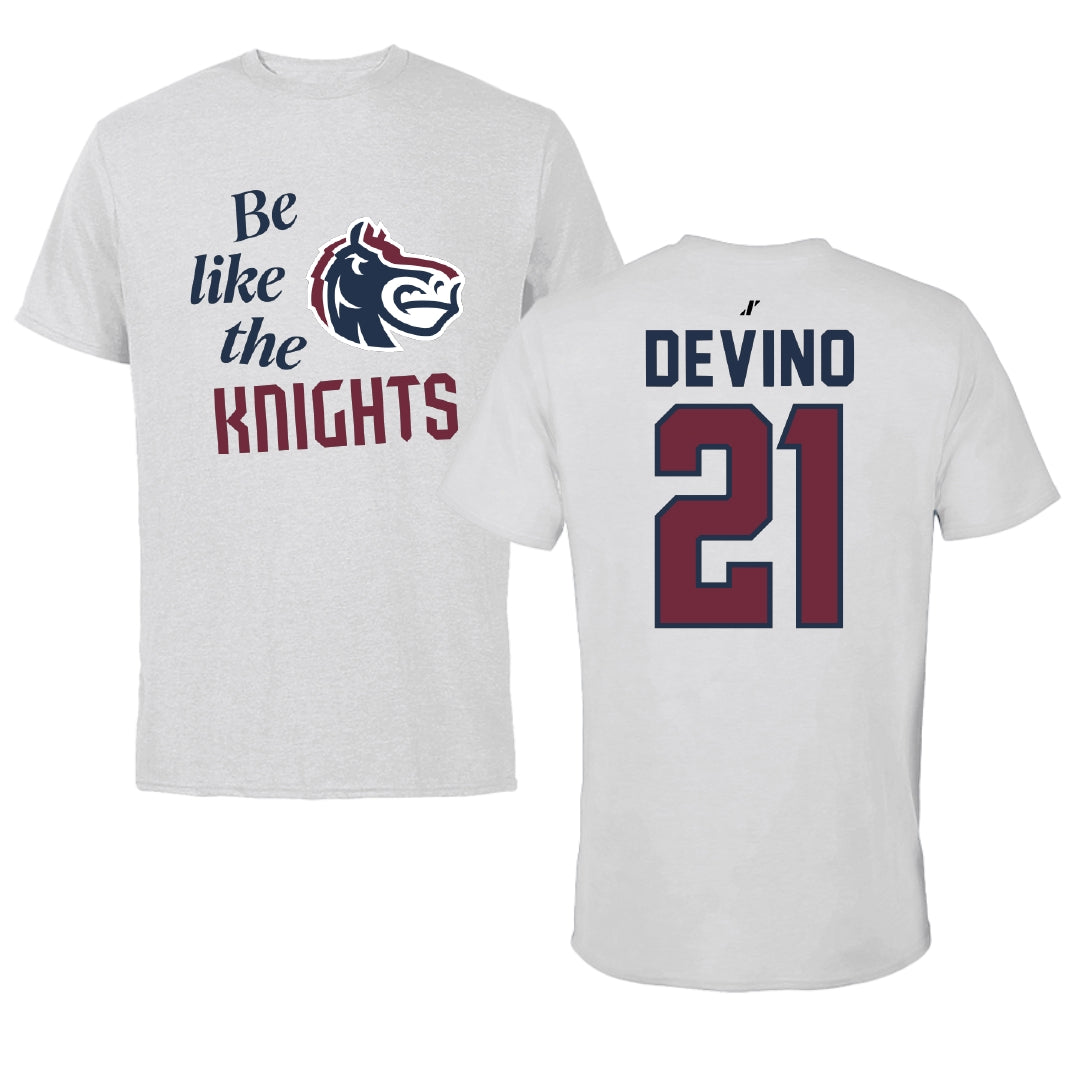 Fairleigh Dickinson University-Metropolitan Campus Lacrosse Light Gray Be Like Us Performance Tee - #21 Mia Devino
