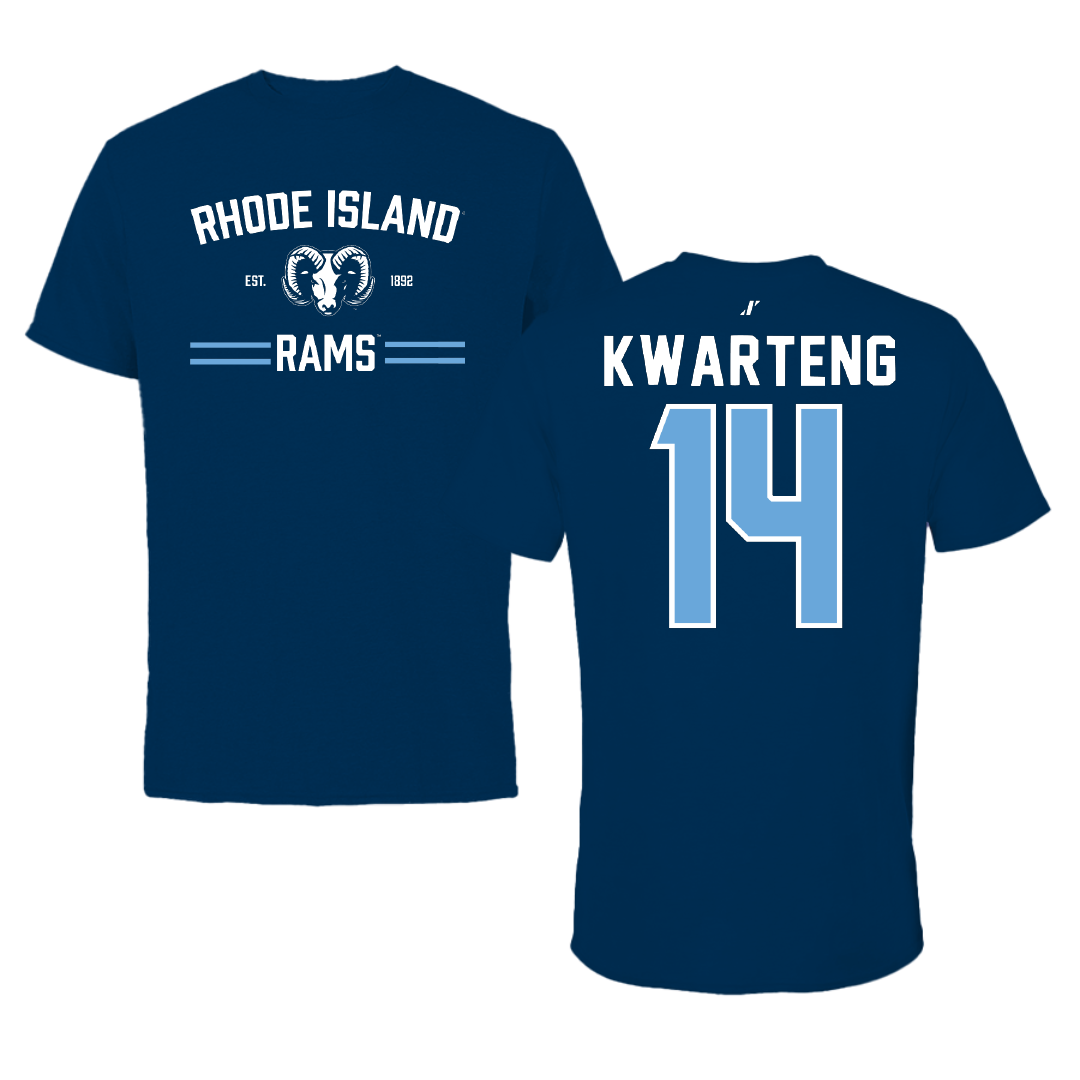 University of Rhode Island Football Navy General Tee - #14 Aboraa Kwarteng