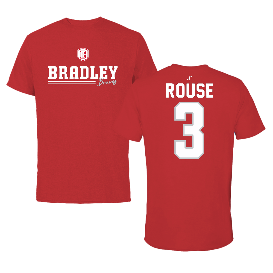 Bradley University Basketball Red General Tee - #3 Alex Rouse