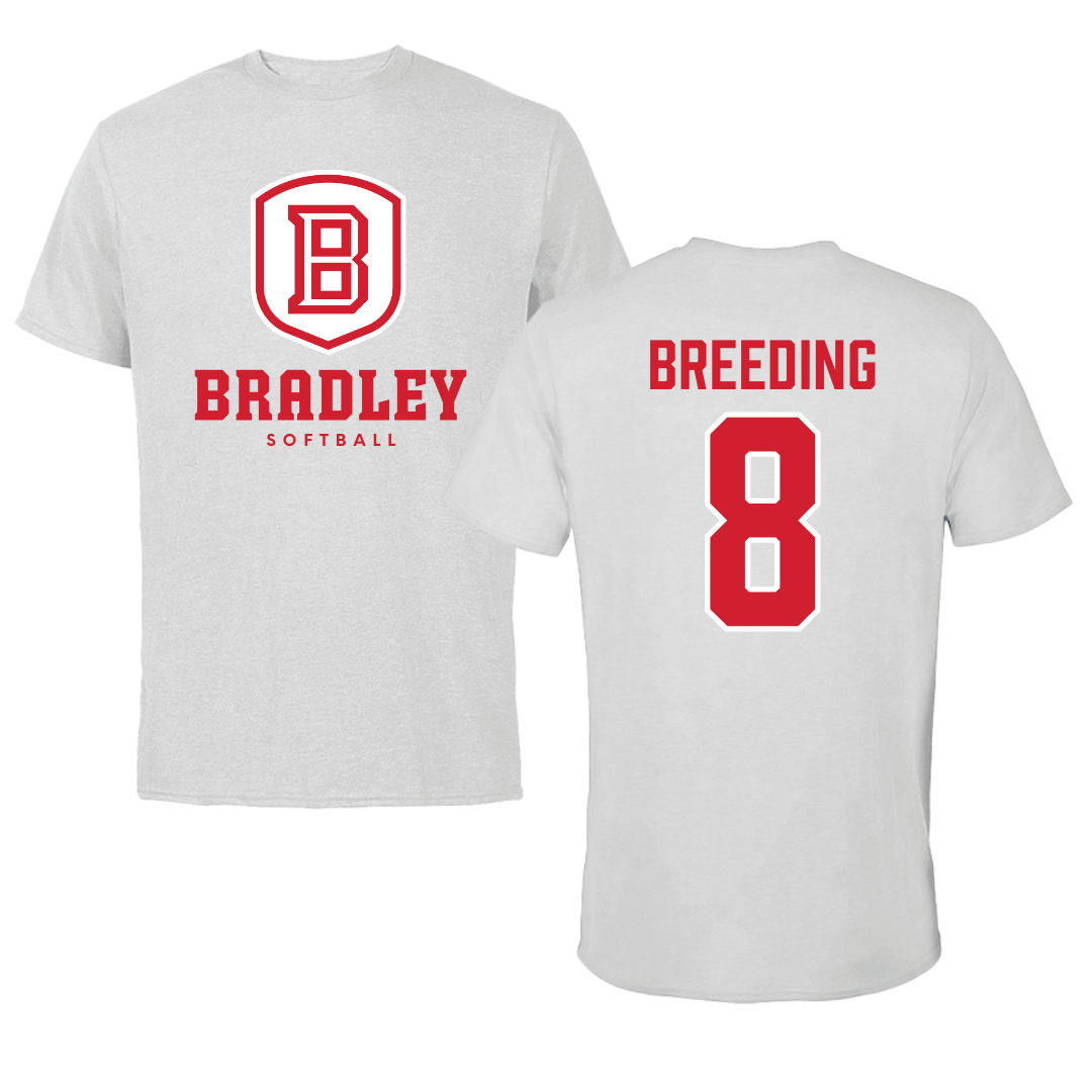 Bradley University Softball Gray Performance Tee - #8 Ashley Breeding