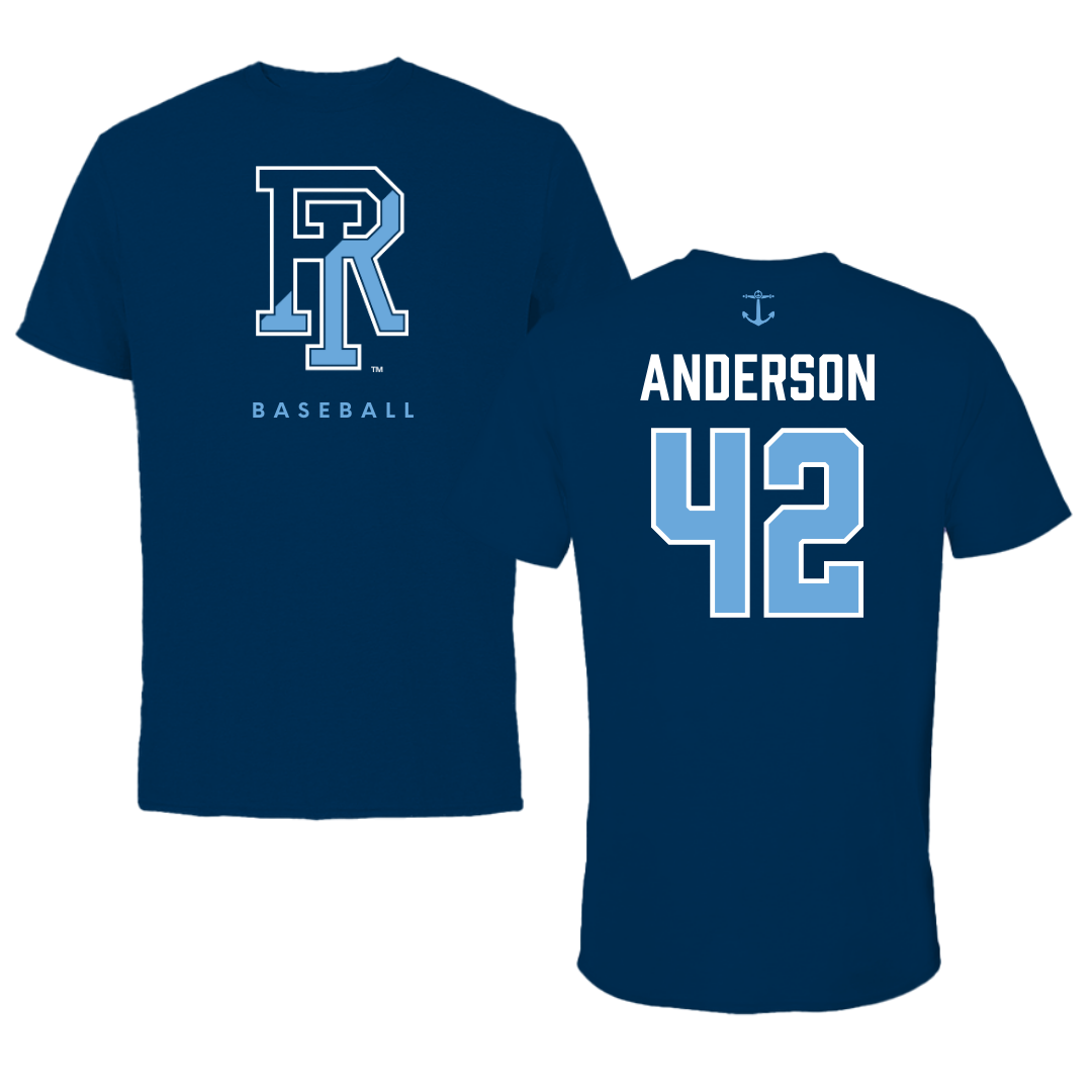 University of Rhode Island Baseball Navy Performance Tee - #42 Michael Anderson