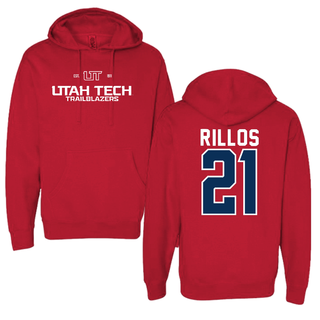Utah Tech University Football Red General Hoodie - #21 Josh Rillos