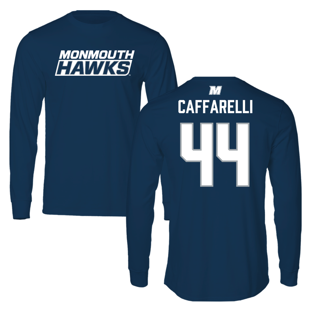 Monmouth University Lacrosse Navy Performance Long Sleeve - #44 Ty Caffarelli