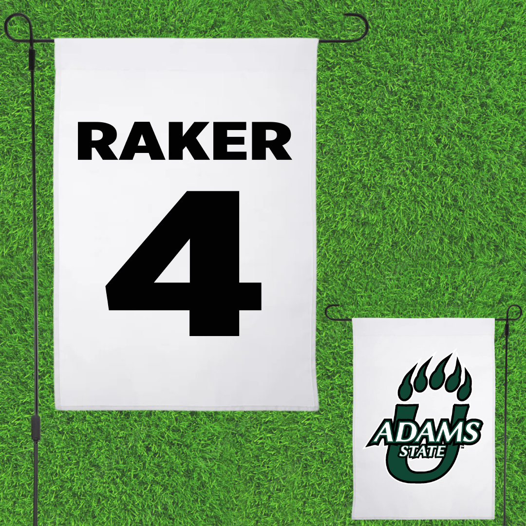 Adams State University Baseball White Garden Flag - #4 Joey Raker