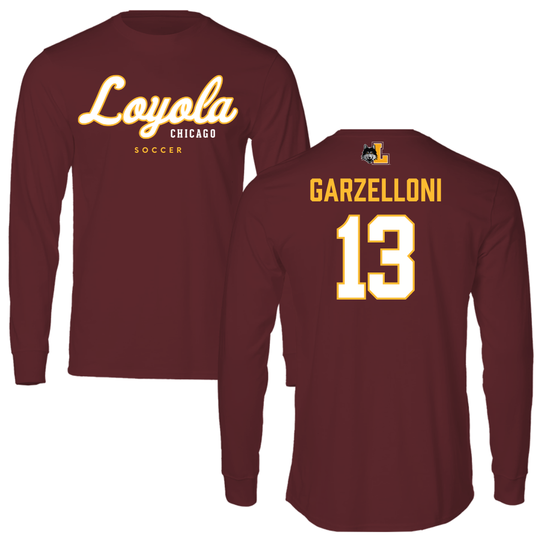 Loyola University-Chicago Soccer Maroon Block Performance Long Sleeve - #13 Luca Garzelloni