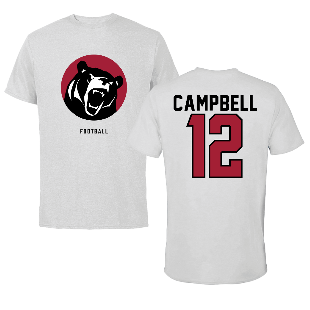 Lenoir-Rhyne University Football Light Gray Performance Tee - #12 Drew Campbell