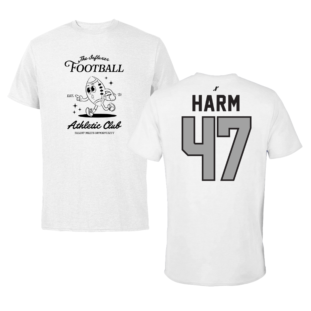 Football White Influxer Athletic Club Tee - #47 LJ Harm