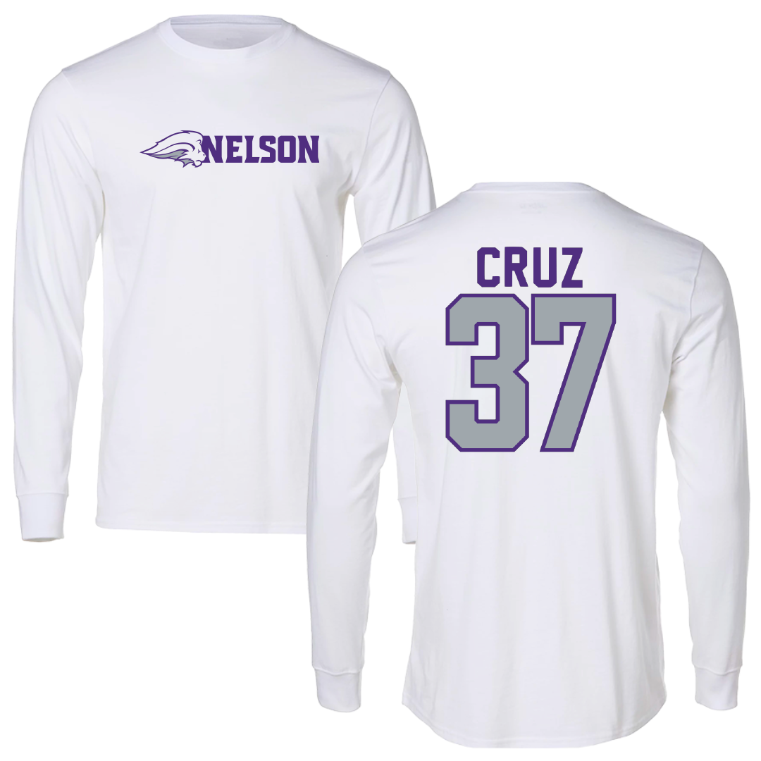 Nelson University Soccer White Performance Long Sleeve - #37 Angel Cruz
