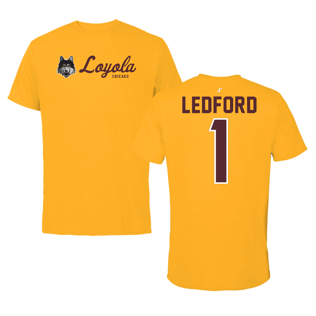 Loyola University-Chicago Volleyball Gold General Performance Tee - #1 Charlie Ledford