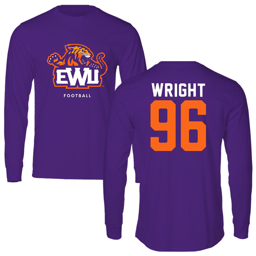 Edward Waters University Football Purple Performance Long Sleeve - #96 Xavier Wright