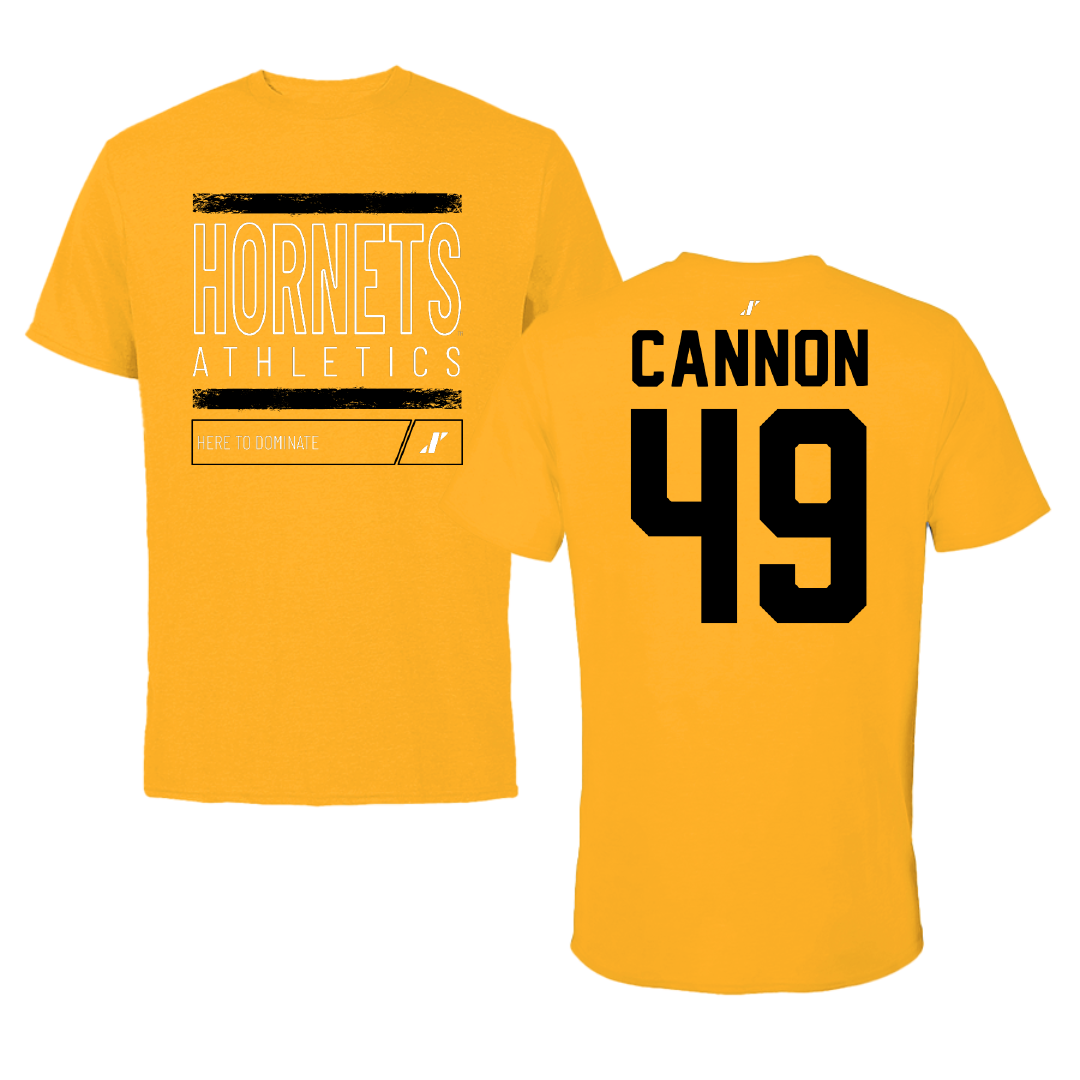 Alabama State University Football Gold Dominate Tee - #49 Baylor Cannon
