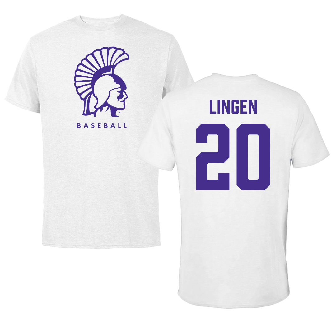 Winona State University Baseball White Performance Tee - #20 Drew Lingen