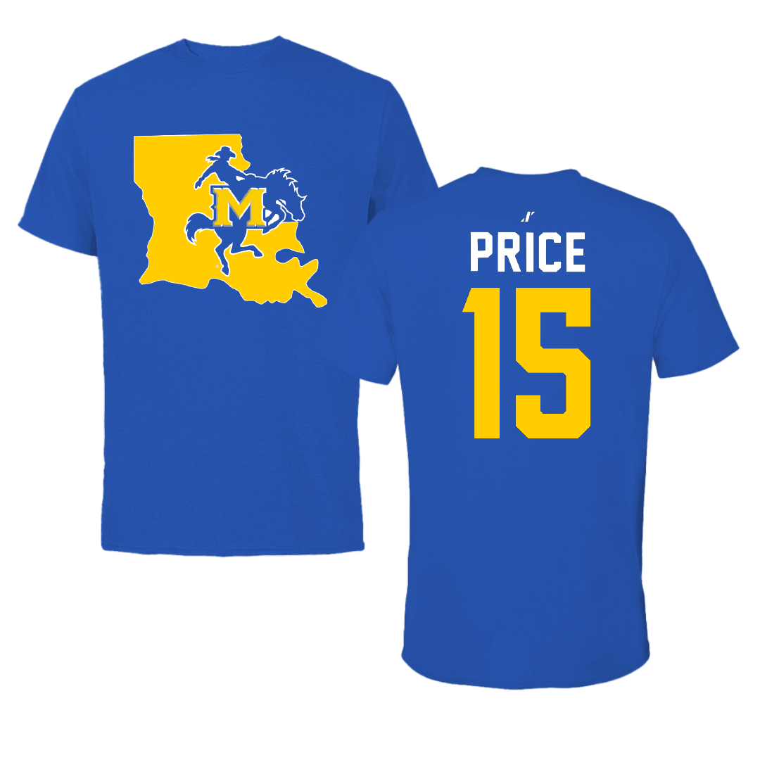 McNeese State University Football Blue State Tee - #15 Maurquel Price