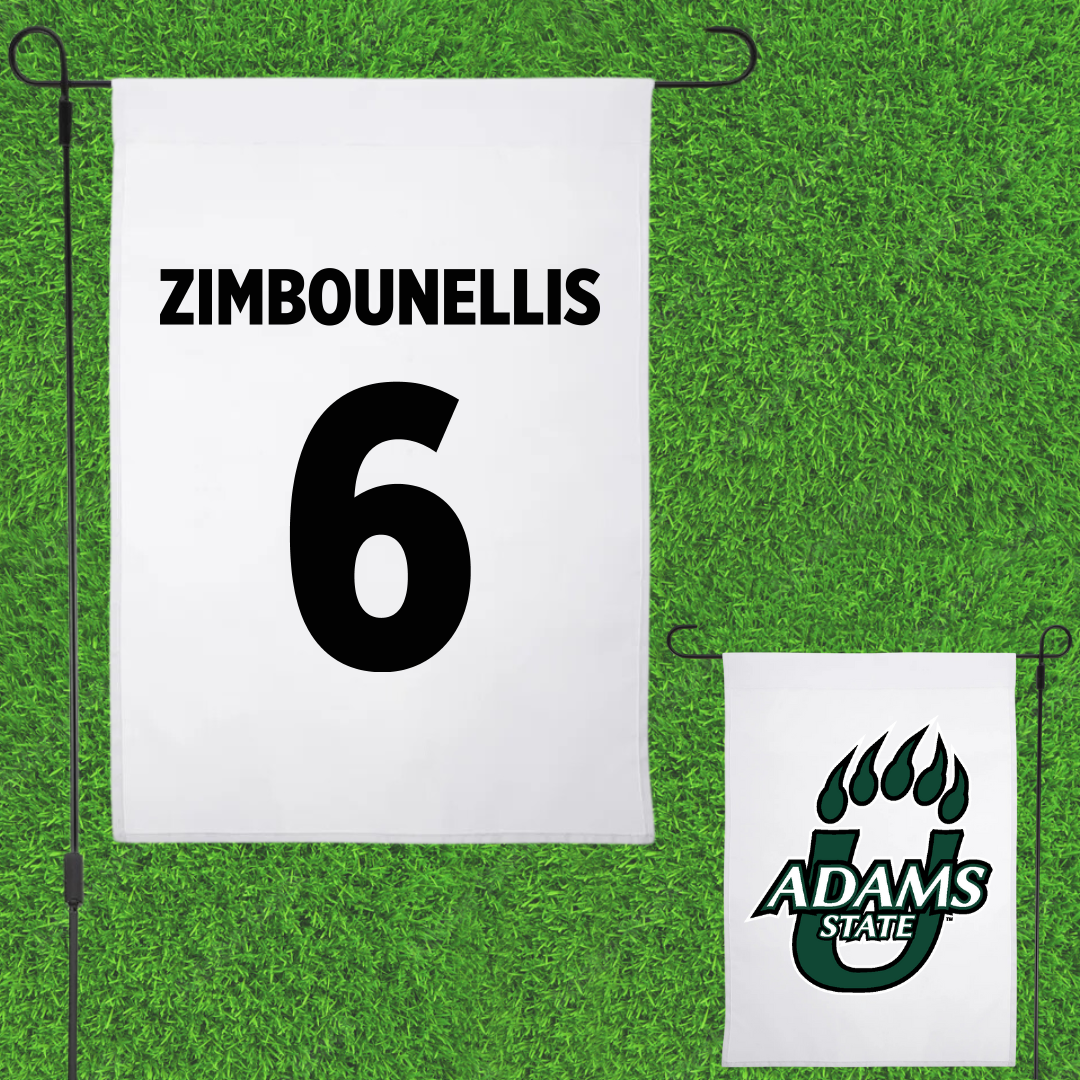 Adams State University Soccer White Garden Flag - #6 Tyler Zimbounellis