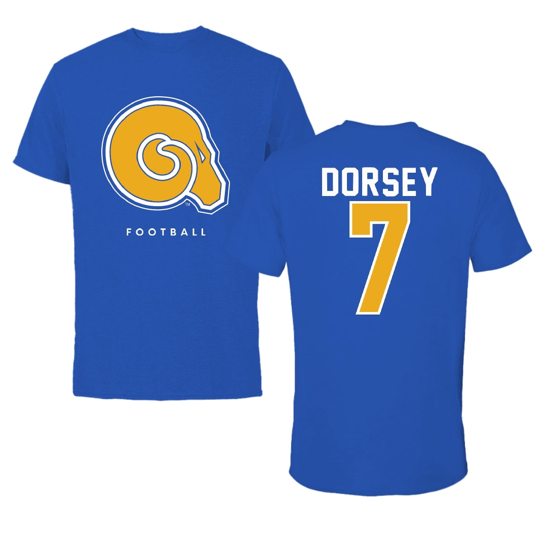 Albany State University Football Blue Performance Tee - #7 Devon Dorsey