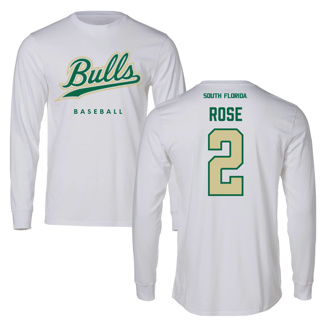 University of South Florida Baseball White Performance Long Sleeve - #2 Matt Rose