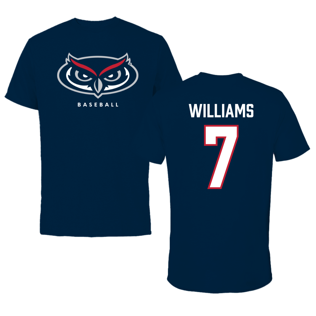 Florida Atlantic University Baseball Navy Mascot Tee - #7 CJ Williams