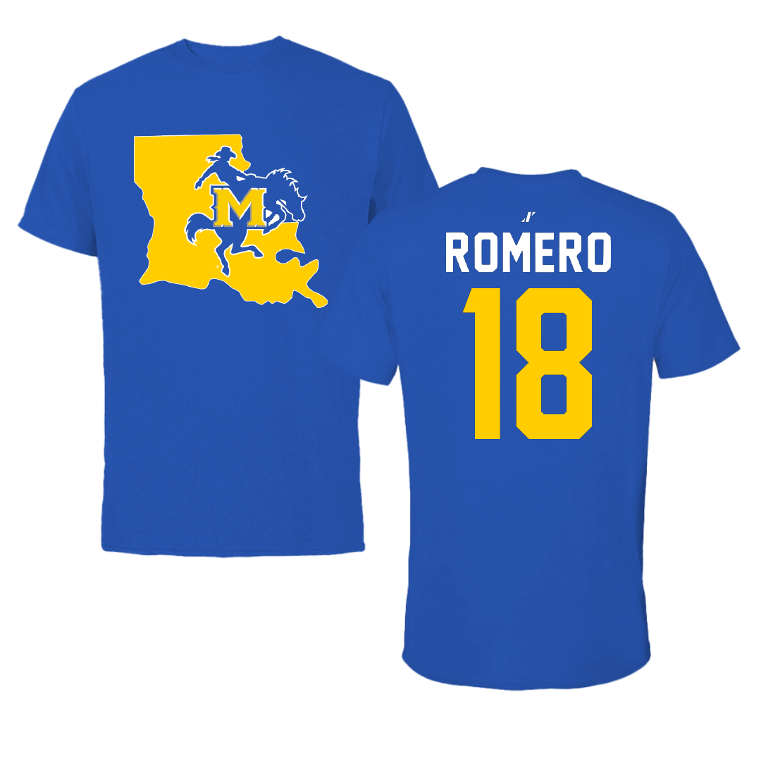McNeese State University Soccer Blue State Performance Tee - #18 Rebecca Romero
