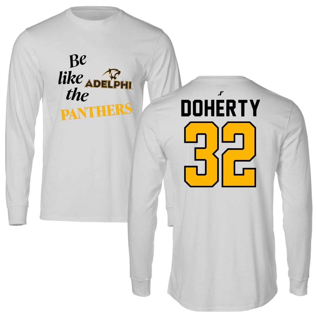 Adelphi University Lacrosse Light Gray Be Like Us Performance Long Sleeve - #32 Brian Doherty