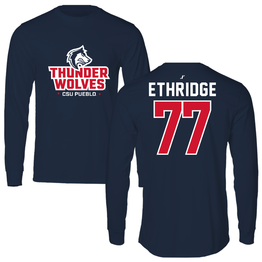 Colorado State University-Pueblo Football Navy General Long Sleeve - #77 Tyler Ethridge