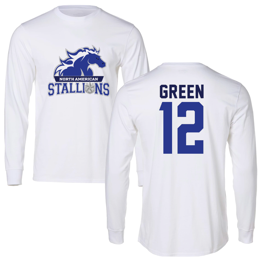 North American University Basketball White Performance Long Sleeve - #12 Desmond Green