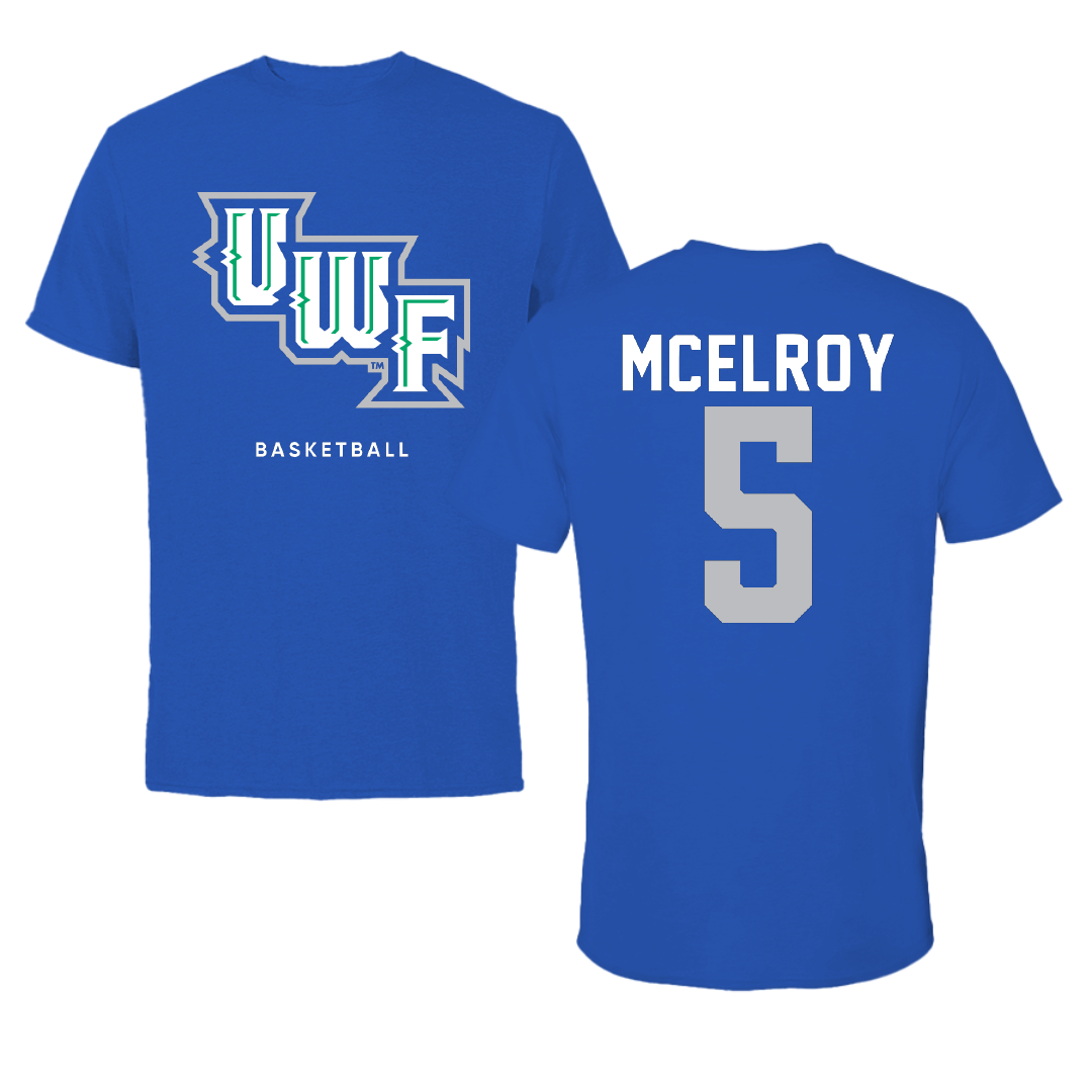 University of West Florida Basketball Blue Tee - #5 Kyle McElroy