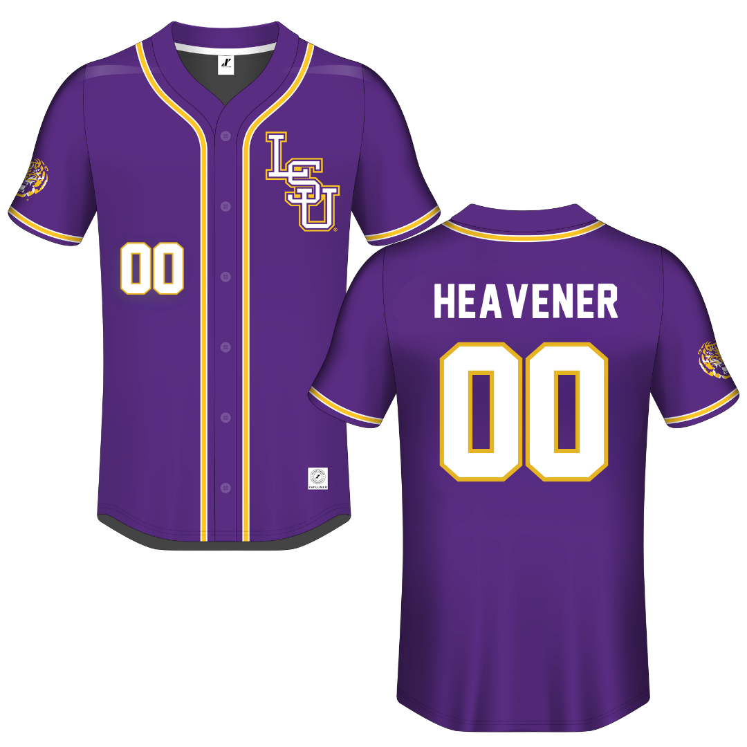 Louisiana State University Purple Button-Down Jersey - #00 Jayden Heavener