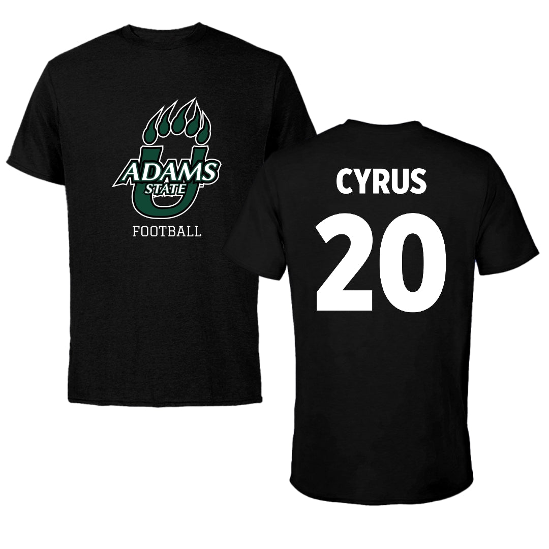 Adams State University Football Black State Performance Tee - #20 Aaron Cyrus