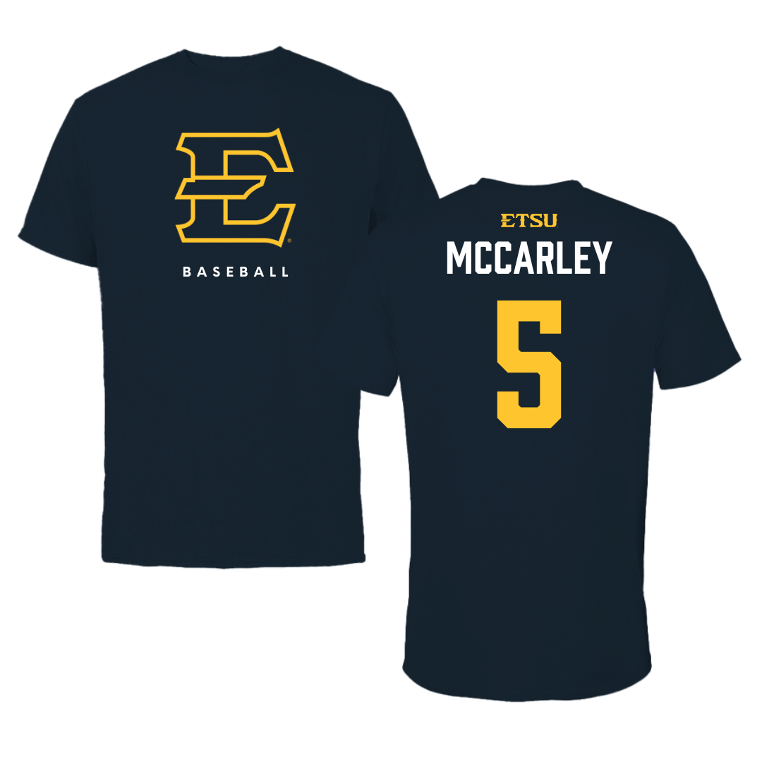 East Tennessee State University Baseball Navy Performance Tee - #5 Derek McCarley