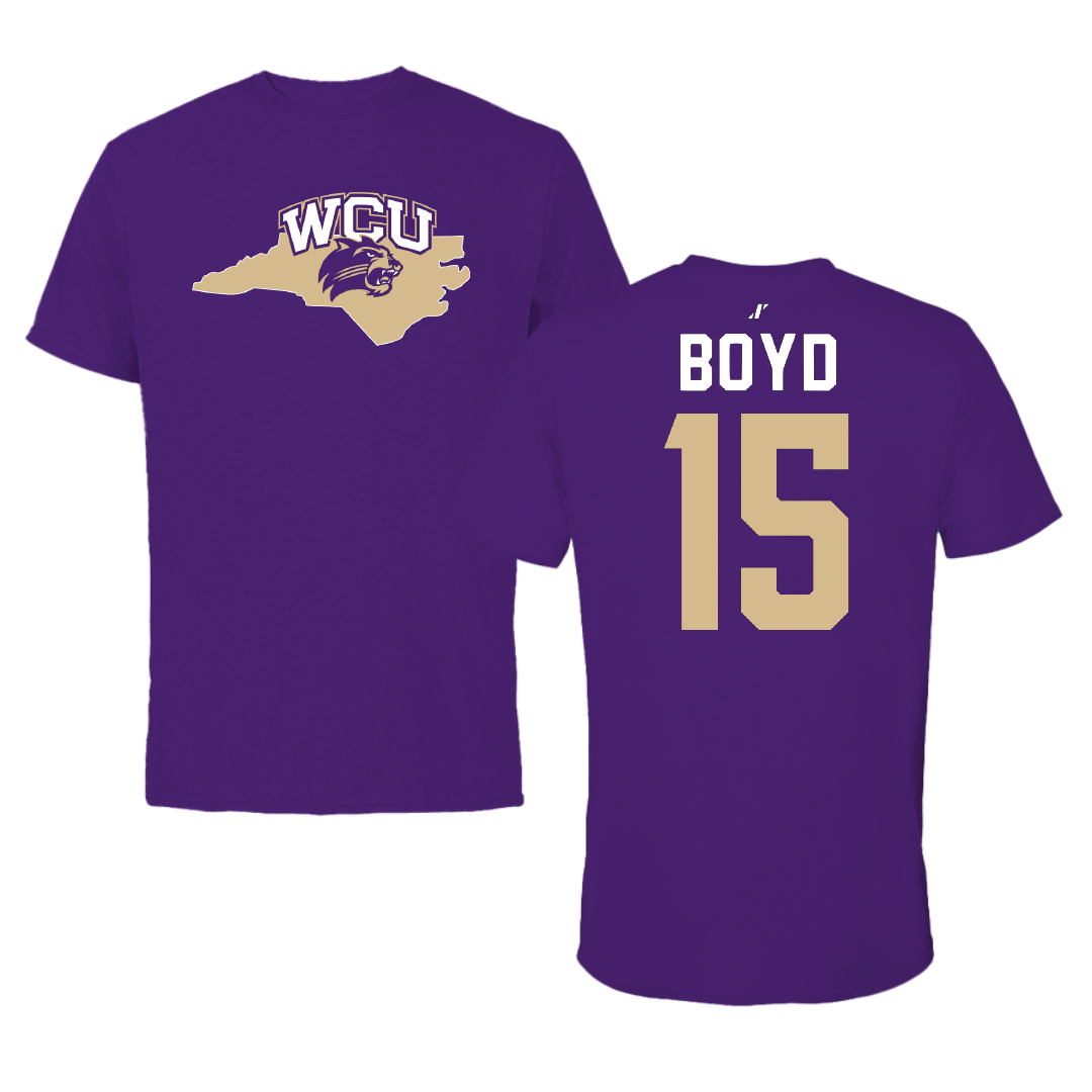 Western Carolina University Football Purple State Tee - #15 Jai Boyd