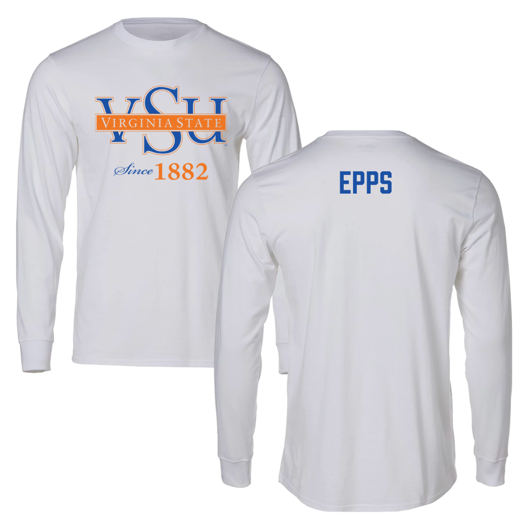 Virginia State University TF and XC White Performance Long Sleeve - Elijah Epps