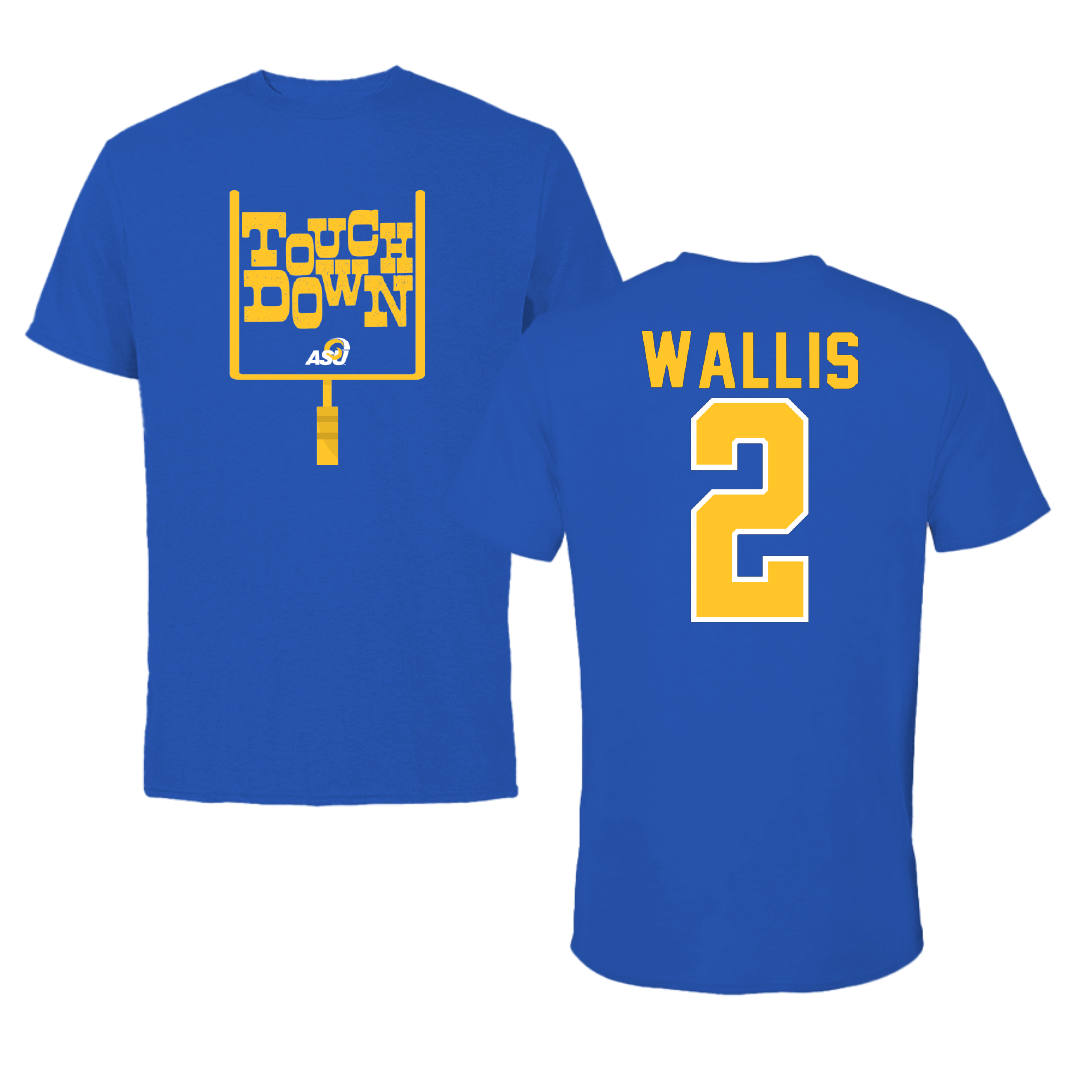 Angelo State University Football Blue Touchdown Performance Tee - #2 Hunter Wallis