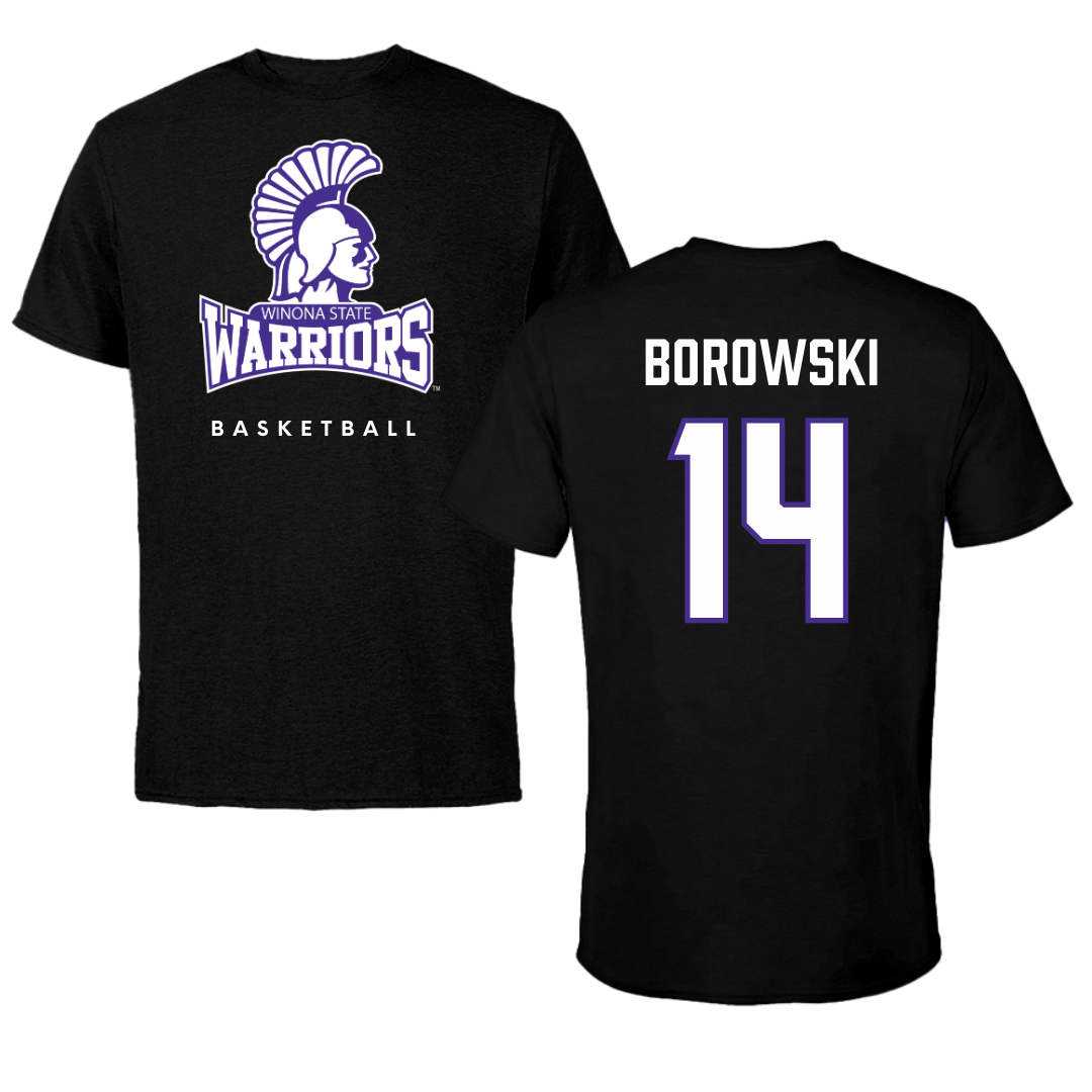Winona State University Basketball Black Performance Tee - #14 Ty Borowski