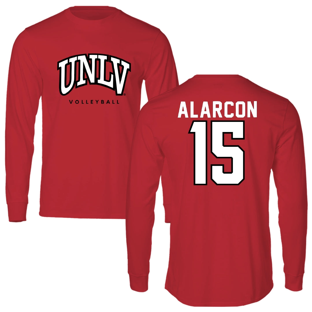 University of Nevada-Las Vegas Volleyball Red Block Long Sleeve - #15 Alondra Alarcon