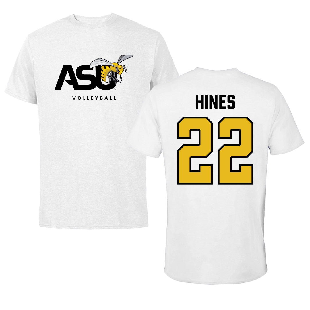 Alabama State University Volleyball White ASU Performance Tee - #22 Kaylen Hines