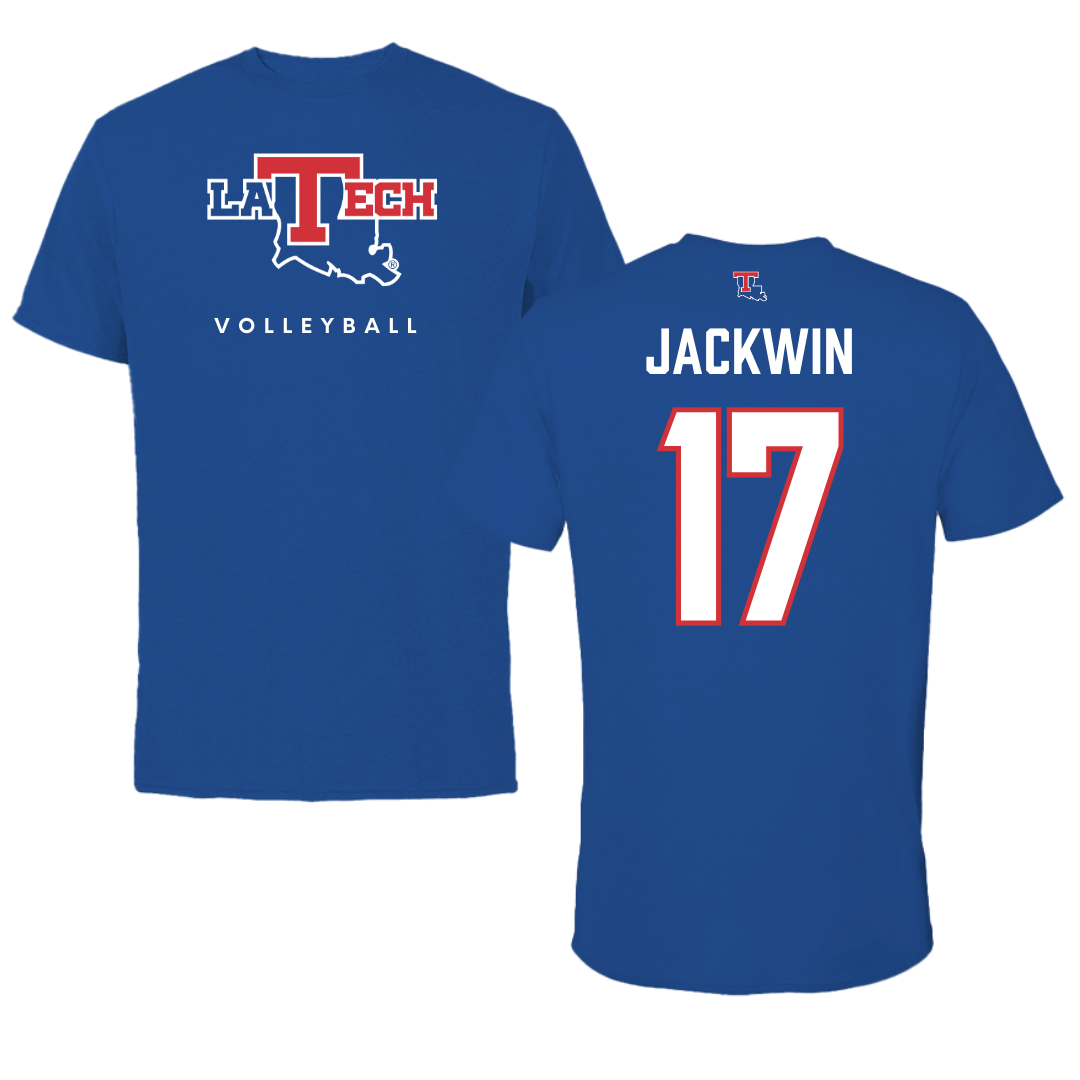 Louisiana Tech University Volleyball True Royal Performance Tee - #17 Sydney Jackwin