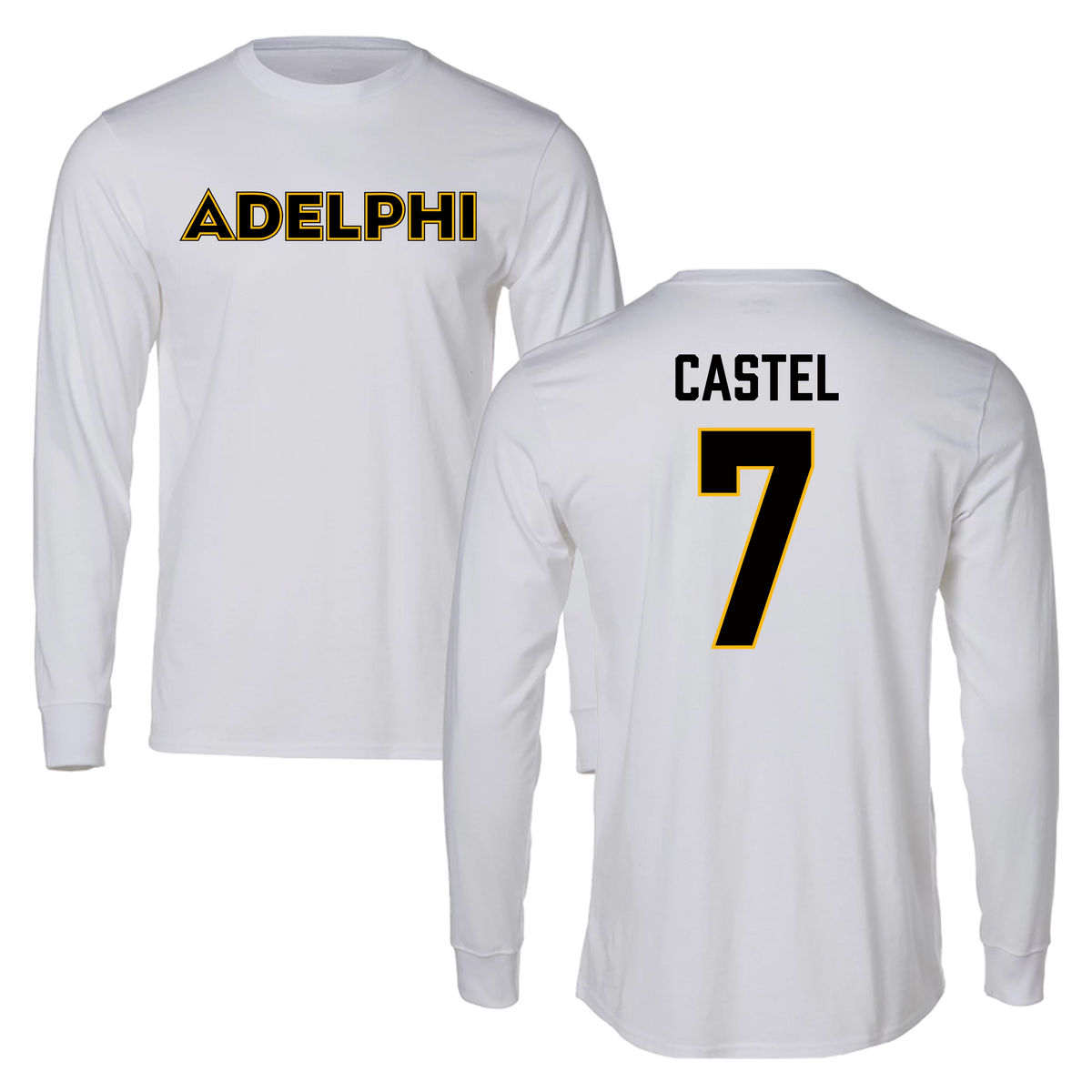 Adelphi University Soccer White Long Sleeve - #7 Victor Castel