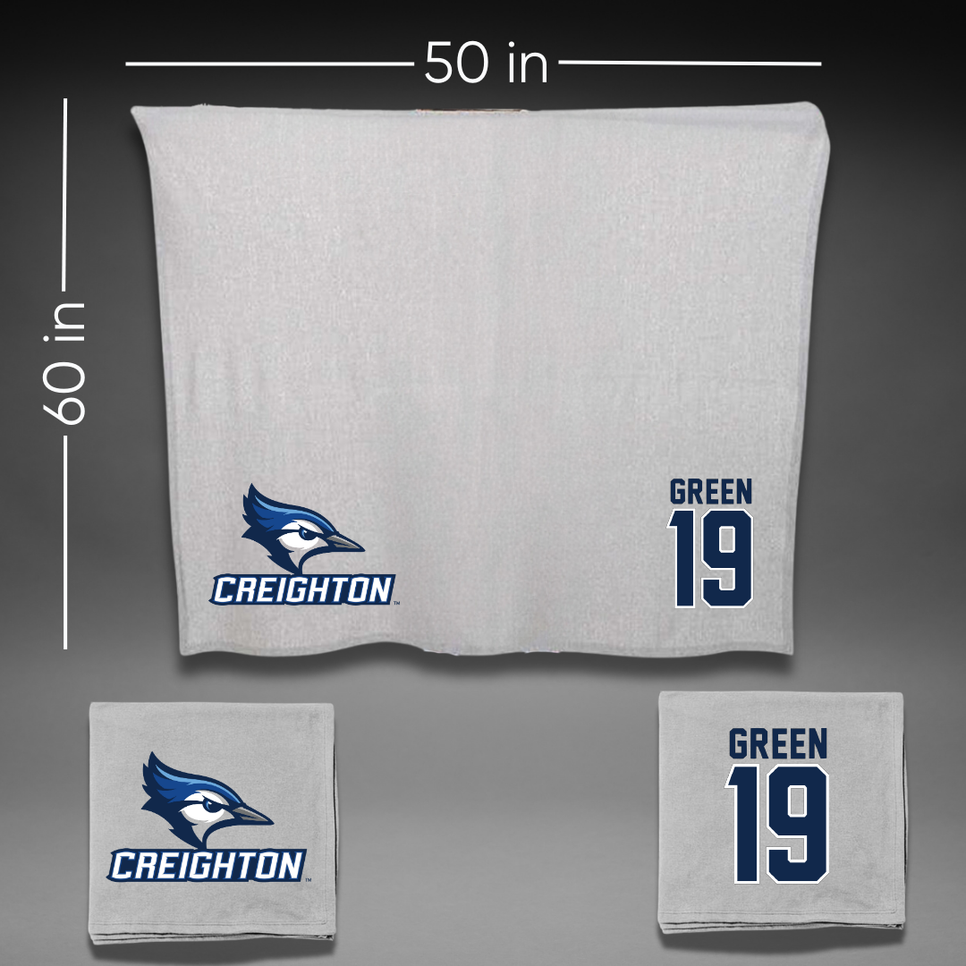 Creighton University Soccer Gray Blanket - #19 Sean Green